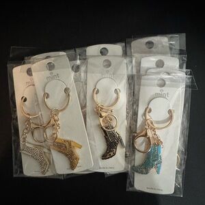 Mint Gold and Black Boot Keychain Set